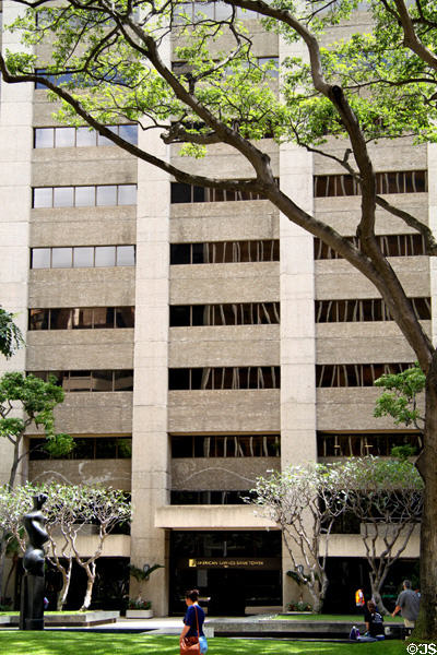 Ribbed concrete facade of Pacific Tower of Bishop Square. Honolulu, HI.