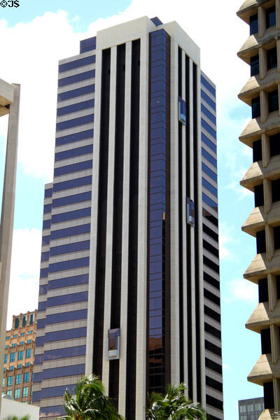 Vertical & horizontal lines of 1100 Alakea Plaza. Honolulu, HI.