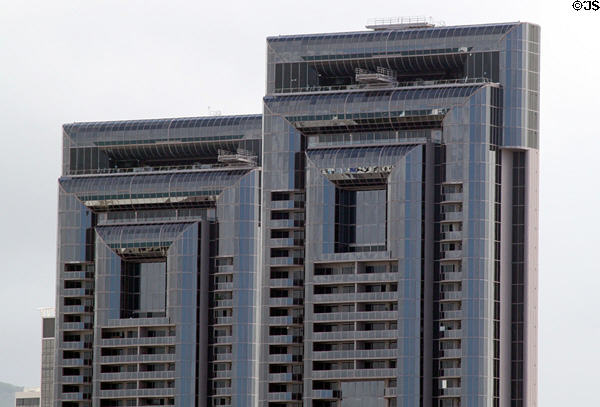 Facade of One Waterfront Towers. Honolulu, HI.