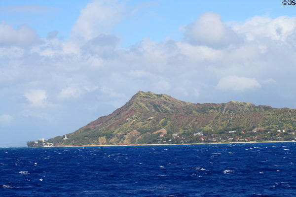 Eastern side of Diamond Head viewed from sea. Waikiki, HI.