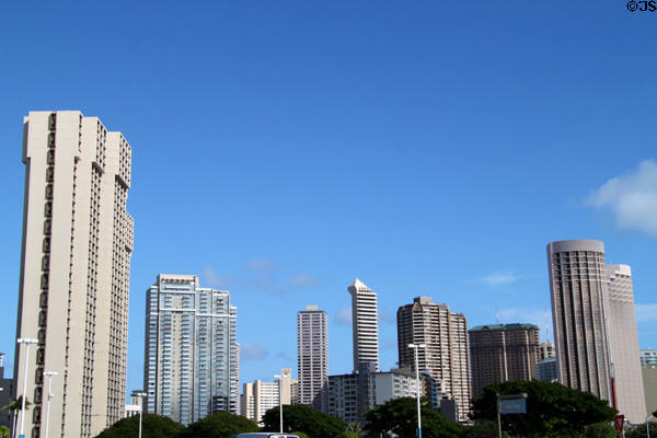 Skyline of Ala Moana district. Waikiki, HI.