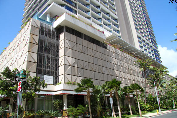 Ground floor details of Trump International Hotel & Tower Waikiki Beach Walk. Waikiki, HI.