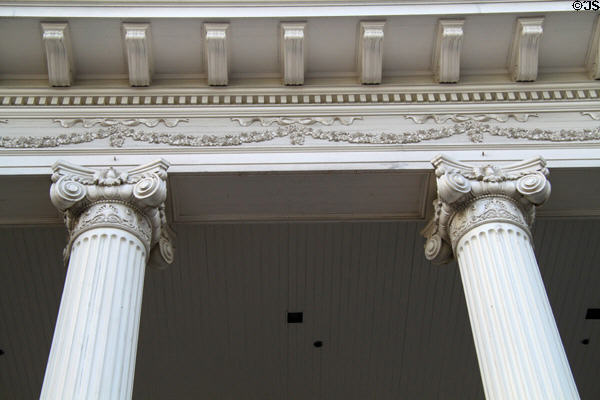 Neoclassical details of Moana Surfrider Hotel (1901). Waikiki, HI.