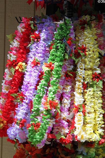 Leis in shop of Waikiki's International Market Place. Waikiki, HI.