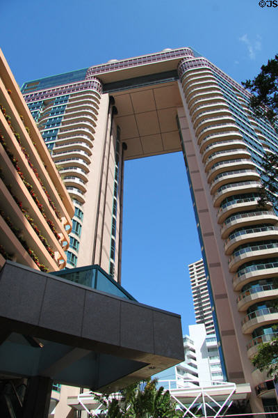 Hole through Waikiki Landmark building. Waikiki, HI.
