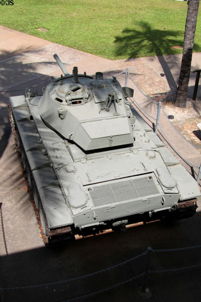 U.S. M24 light tank (1940s) from above at U.S. Army Museum. Waikiki, HI.