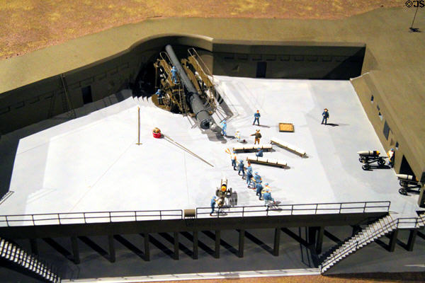 Model of long-range gun being loaded on Battery Randolph at U.S. Army Museum. Waikiki, HI.