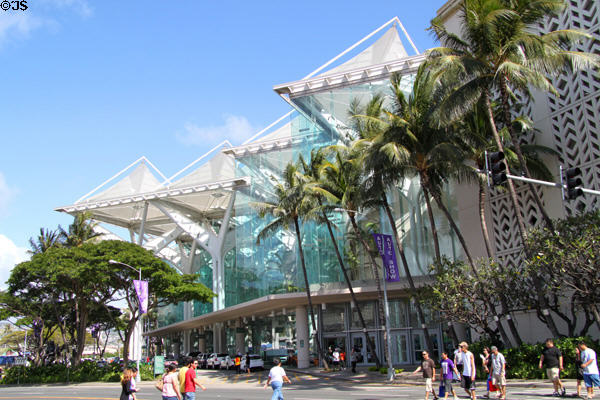 Signature pyramid shapes of Hawaii Convention Center. Honolulu, HI.