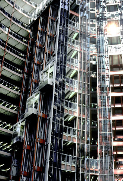 Elevator stacks of James R. Thompson Center. Chicago, IL.