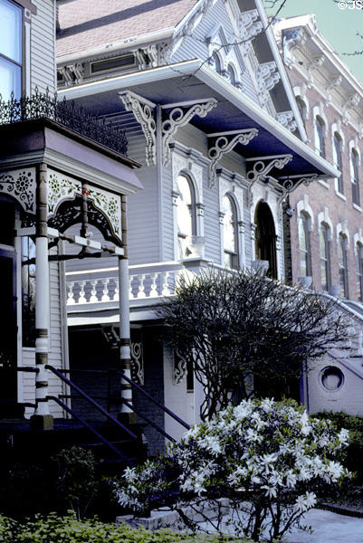 Local style houses with entrances on second floor (1836-38 Lincoln Park West). Chicago, IL.