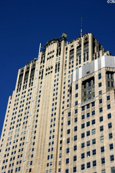 Upper story facade of Civic Opera Building. Chicago, IL.