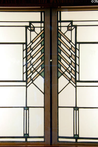 Stained glass window (1909) from Oscar Steffens House by Frank Lloyd Wright at Stained Glass Museum. Chicago, IL.