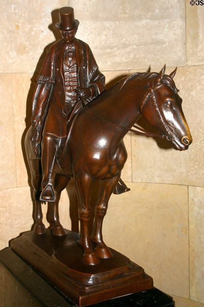 Sculpture of Abraham Lincoln as a circuit rider by Fred M. Torrey within Lincoln's monument. Springfield, IL.