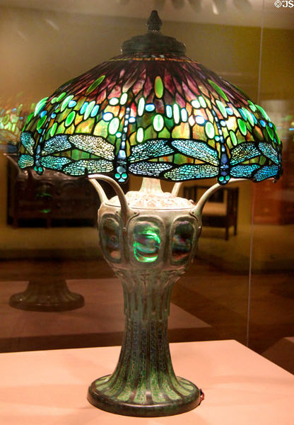 Hanging head dragonfly shade on mosaic & turtleback base (1906) attrib. Clara Pierce Wolcott Driscoll of Tiffany Studios at Art Institute of Chicago. Chicago, IL.