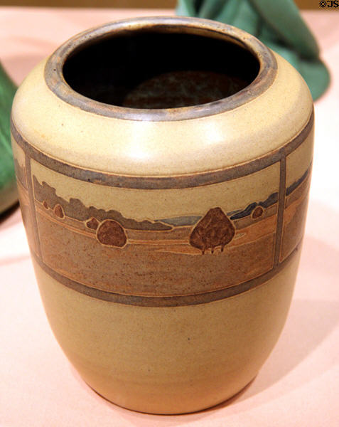 Earthenware vase (c1909) by Annie E. Aldrich for Marblehead Pottery, MA at Art Institute of Chicago. Chicago, IL.