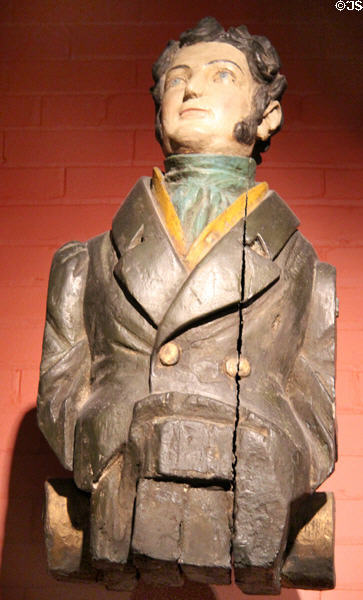 Male ship figurehead (1830-40) from Northeastern U.S. at Art Institute of Chicago. Chicago, IL.