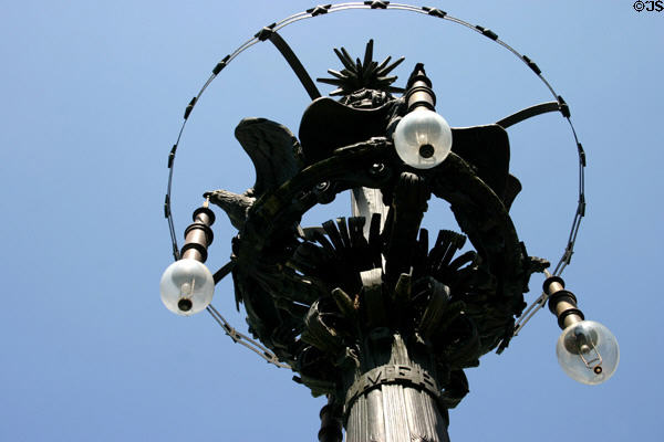 Lamp stand with eagles holding lights at Civil War Memorial. Indianapolis, IN.