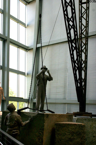 Stone quarrying exhibit, a major state industry, in Indiana State Museum. Indianapolis, IN.