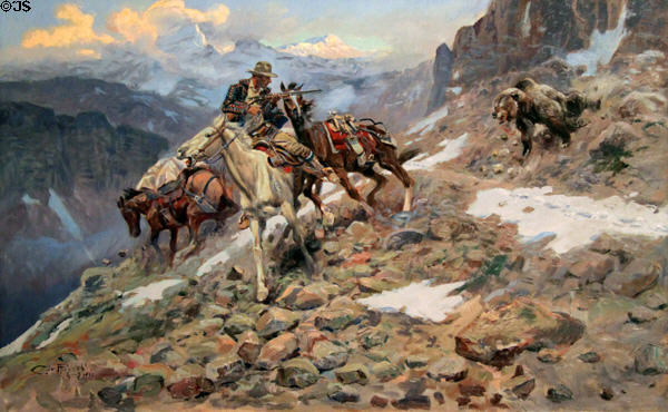 Crippled but Still Coming painting (1913) by Charles Marion Russell at Eiteljorg Museum. Indianapolis, IN.