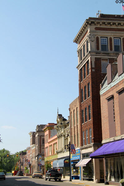 Main St. streetscape of Vincennes showing block later destroyed by fire in Dec. 2011. Vincennes, IN.