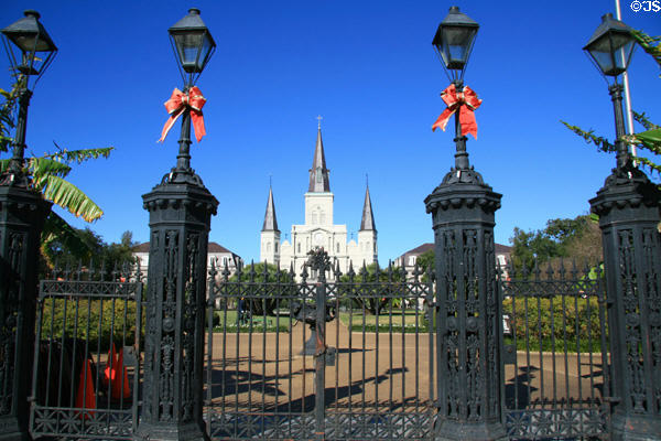 Jackson Square (originally Place d'Armes) (created 1721 by Adrien de Pauger). New Orleans, LA. On National Register.