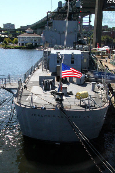 Stern of USS Joseph P. Kennedy Jr. destroyer. Fall River, MA.