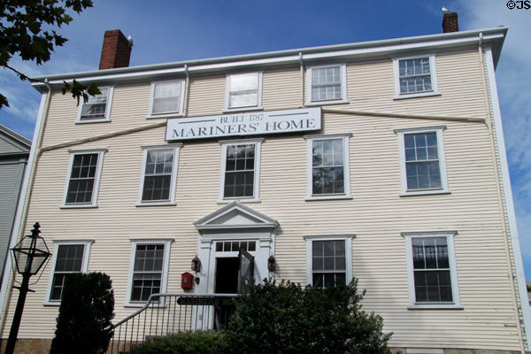 Mariners' Home (1787) (15 Johnny Cake Hill) still shelters needy seamen beside Seaman's Bethel. New Bedford, MA. Style: Federal.