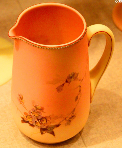 Crown Milano glass pitcher (c1888-95) by Mount Washington Glass Co. of New Bedford at New Bedford Whaling Museum. New Bedford, MA.