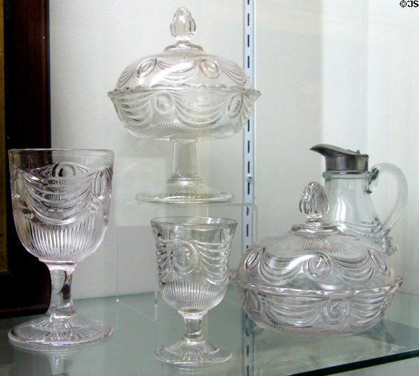 Lincoln drape pressed glass (1865-75) to mourn the death of President Lincoln by Boston & Sandwich Glass Co. at Sandwich Glass Museum. Sandwich, MA.