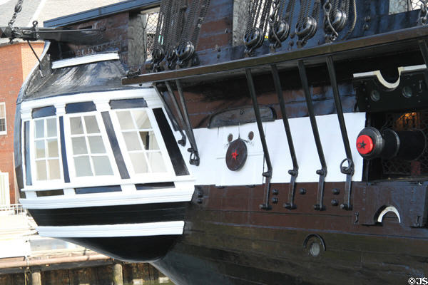 Stern of USS Constitution beyond canon ports. Boston, MA.