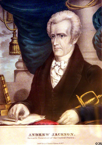 Andrew Jackson graphic by Nathaniel Currier at USS Constitution Museum. Boston, MA.
