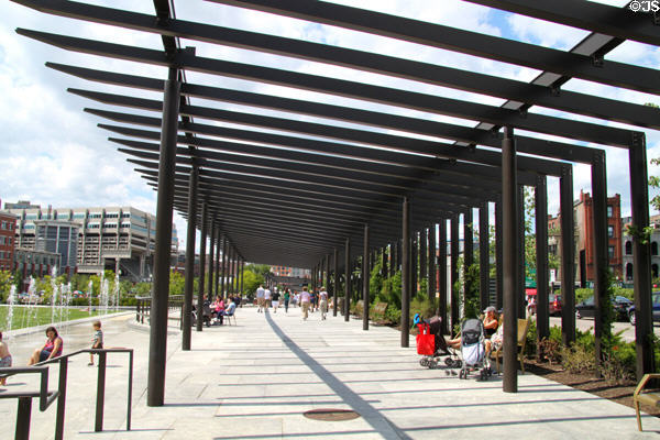 Colonnade in North End Park over the Big Dig. Boston, MA.