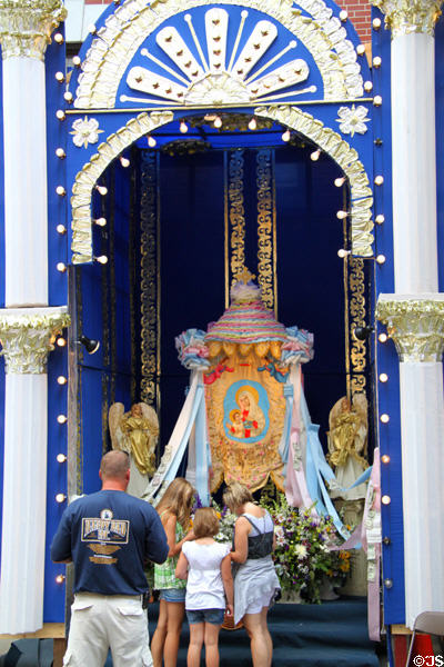 Shrine at Italian neighborhood street festival in north end of Boston. Boston, MA.
