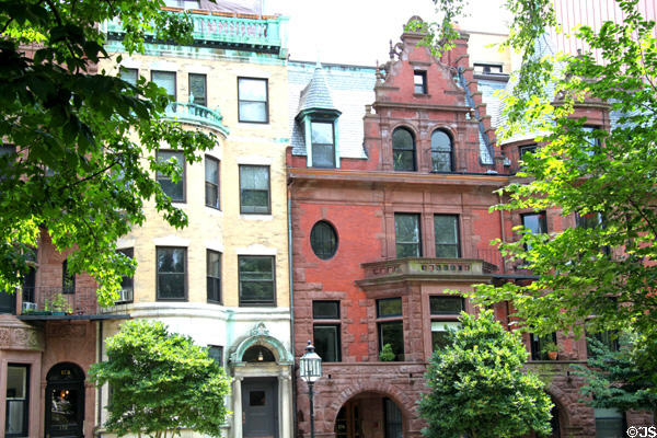 L.M. Merrill House (1893) by Lewis & Paine + W.F. Wesselhoeft House (1883) by Charles Atwood (174 & 176 Commonwealth Ave.). Boston, MA.
