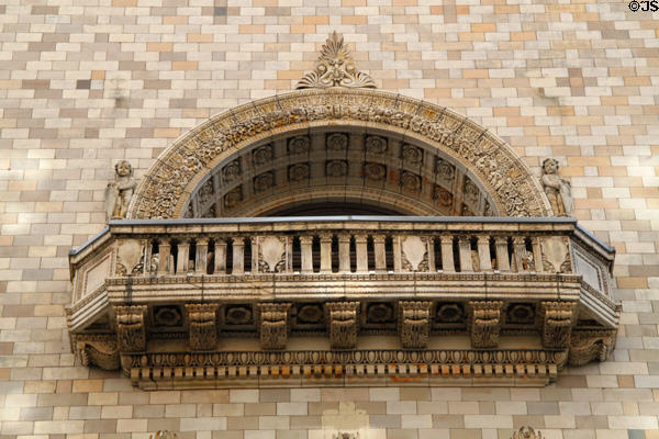 Renaissance Revival style balcony on Tremont Temple Baptist Church. Boston, MA.