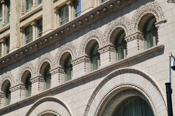 Romanesque Revival arches of Ames Building (1889). Boston, MA.