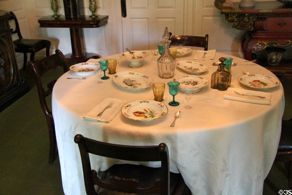 Dining room table at Longfellow National Historic Site. Cambridge, MA.