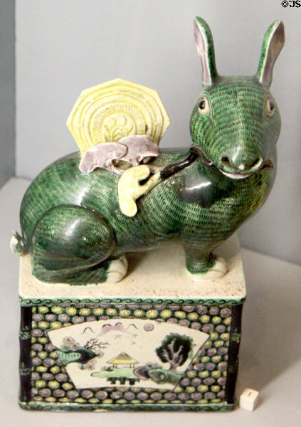 Chinese porcelain hare (1662-1722) at Peabody Essex Museum. Salem, MA.