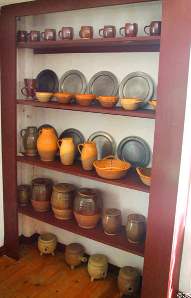 Crockery & pewter plates at John Adams birthplace. Quincy, MA.