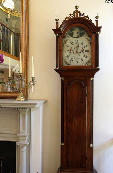 Tall case clock by Nathaniel Edwards of Acton at Concord Museum. Concord, MA.