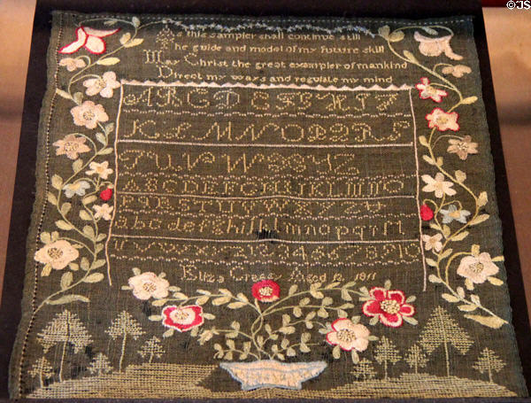 Sampler (1811) by Elizabeth Cressy (b1799) at John Cabot House. Beverly, MA.