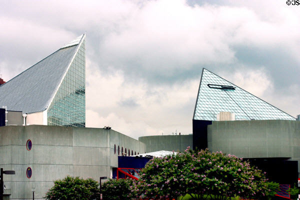 Twin truncated pyramids of National Aquarium. Baltimore, MD.