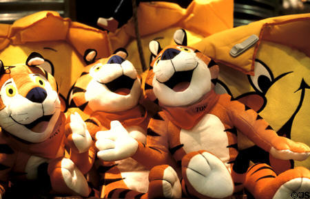 Tiger stuffed dolls at Kellogg's Cereal City. Battle Creek, MI.