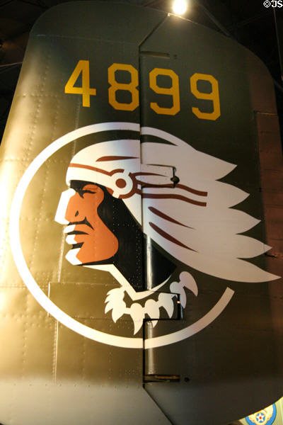 Tail painting of Indian on North American B25-J Mitchell (c1940-60) at Air Zoo. Kalamazoo, MI.