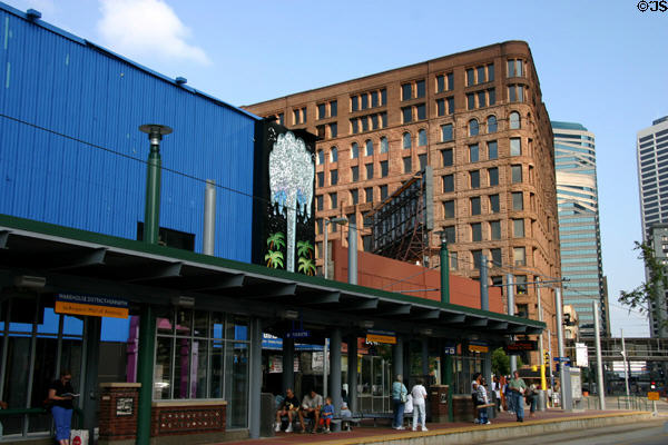 Streetcar shelter in entertainment district. Minneapolis, MN.