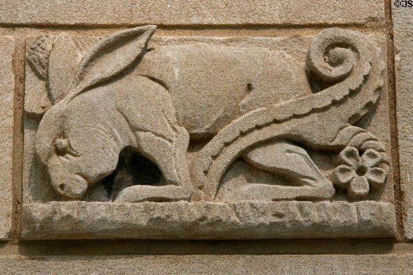 Donkey relief carved on Mayo Clinic Plummer Building. Rochester, MN.