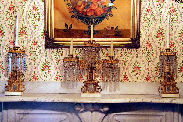 Girandoles on parlor mantle at Chatillon-DeMenil Mansion. St. Louis, MO.