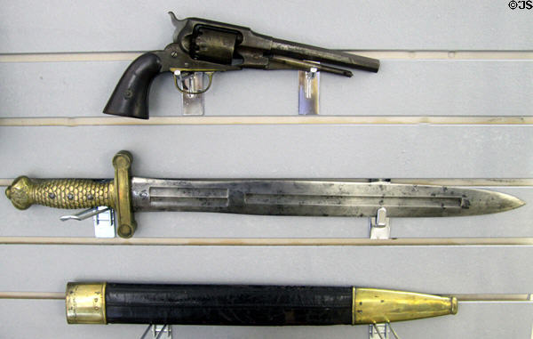 Remington Revolver & knife with scabbard at Jefferson Barracks. St. Louis, MO.