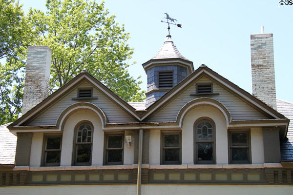 Visitor center roofline & weathervane at Lewis-Bingham-Waggoner Estate. Independence, MO.