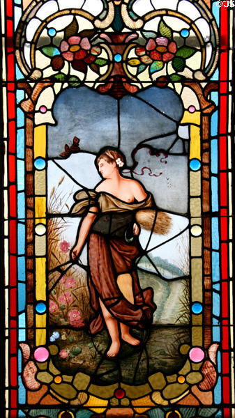 Stained glass detail in Copper King Mansion. Butte, MT.